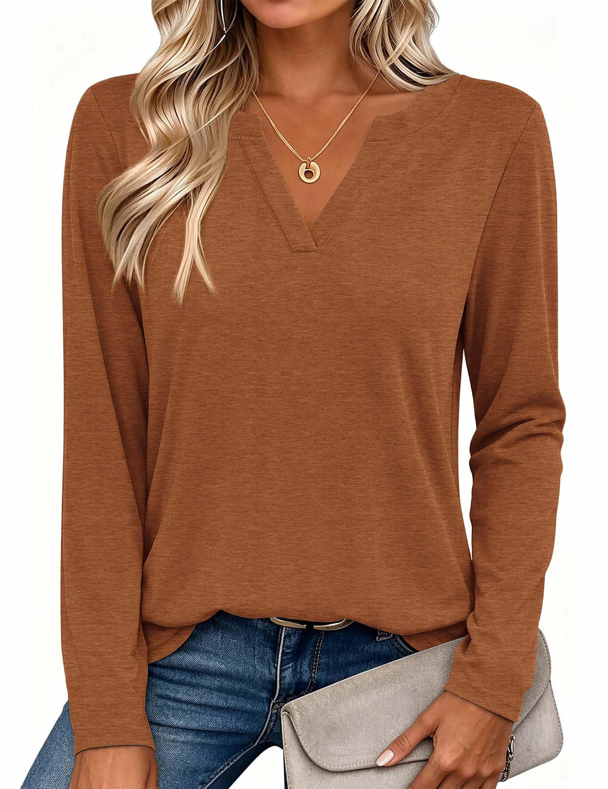 Zeagoo Womens Tops Long Sleeve V Neck Tee Shirts Cute Dressy Casual Jansha Store