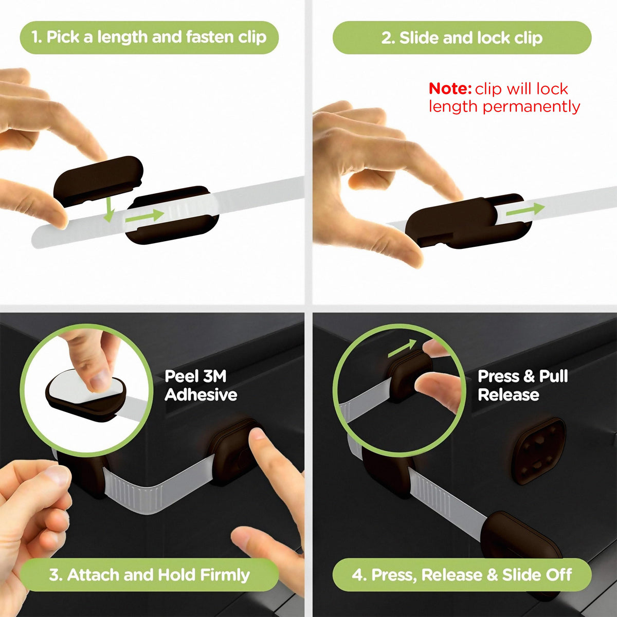 SKYLA HOMES Cabinet Strap Locks for Baby Proofing, 2 Pack, Gray Jansha Store