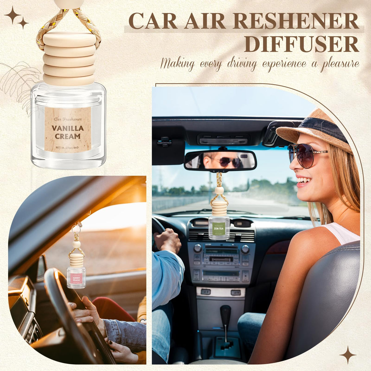 AROIC 6Pack Car Air Freshener, Hanging Essential Oil Air Freshener Diffuser Jansha Store