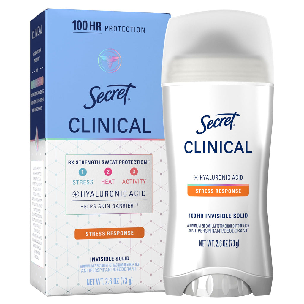 Secret Clinical Strength 100HR Sweat & Odor, Invisible Solid Antiperspirant Deodorant for Women, 3X Stress Protection with Hyaluronic Acid, PH Balanced, Clean Lavender Scent, 2.6 oz Jansha Store
