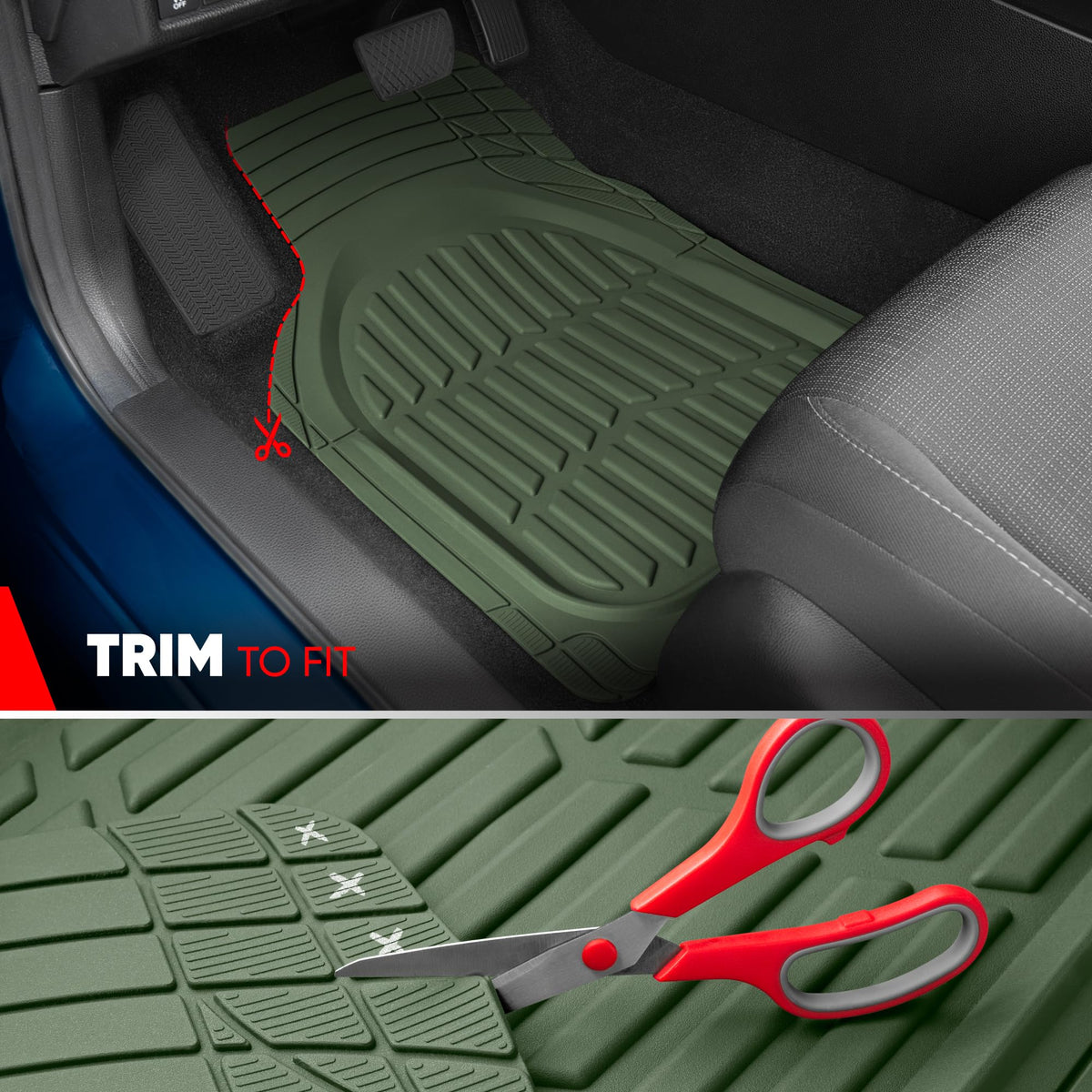 Motor Trend FlexTough Floor Mats for Cars, Black Deep Dish All-Weather Car Mats, Waterproof Trim-to Fit Automotive Floor Mats for Cars Trucks SUV, Universal Floor Liner Car Accessories Jansha Store