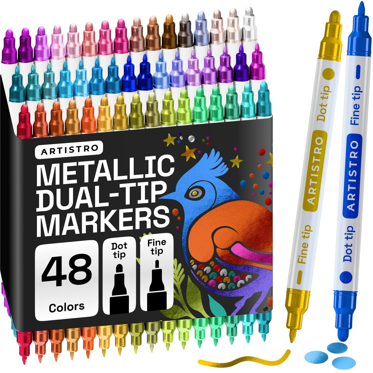 ARTISTRO 36 Multicolor Dual-Tip Acrylic Paint Marker Pens Jansha Store
