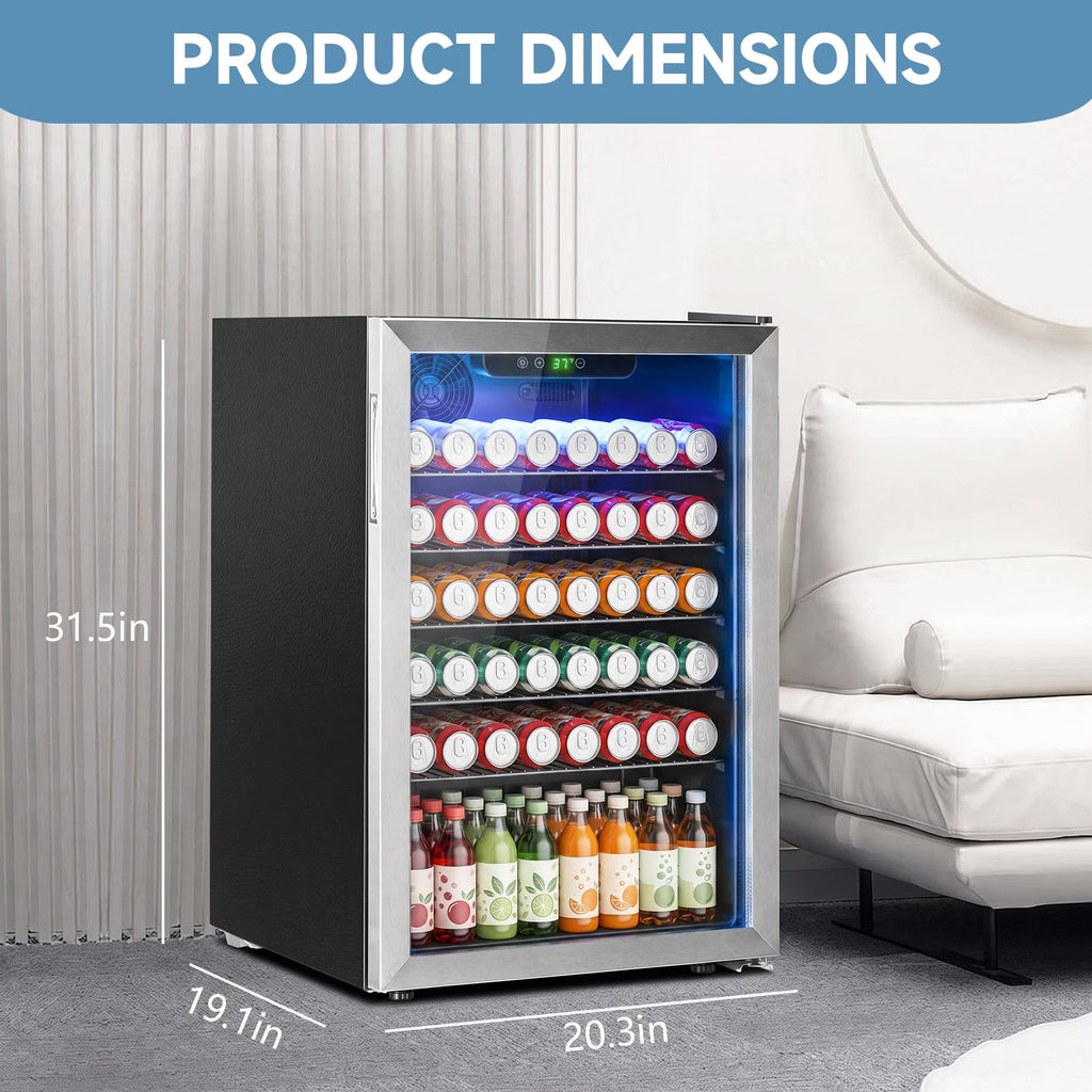 DOGHLY 1.7 Cu.ft Mini Fridge Glass Door, 72 Cans Beverage Refrigerator Jansha Store