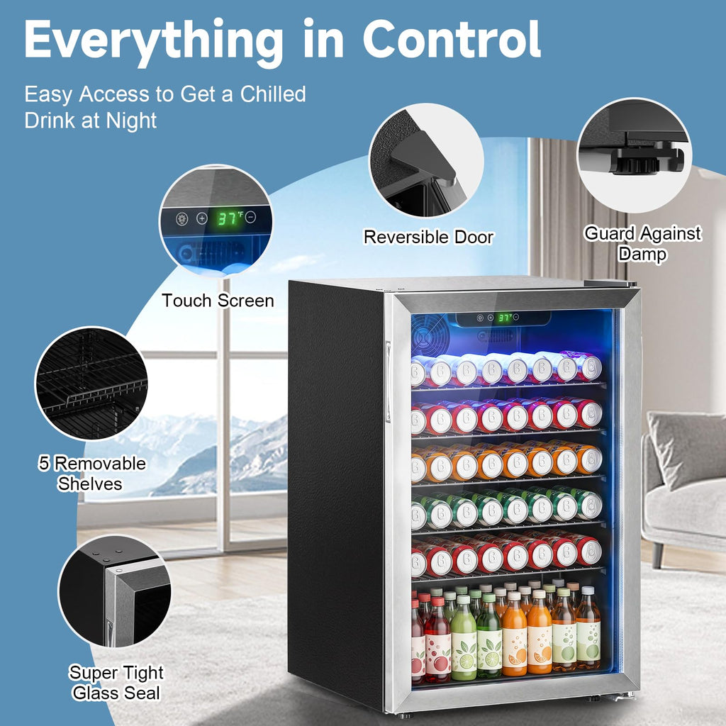 DOGHLY 1.7 Cu.ft Mini Fridge Glass Door, 72 Cans Beverage Refrigerator Jansha Store