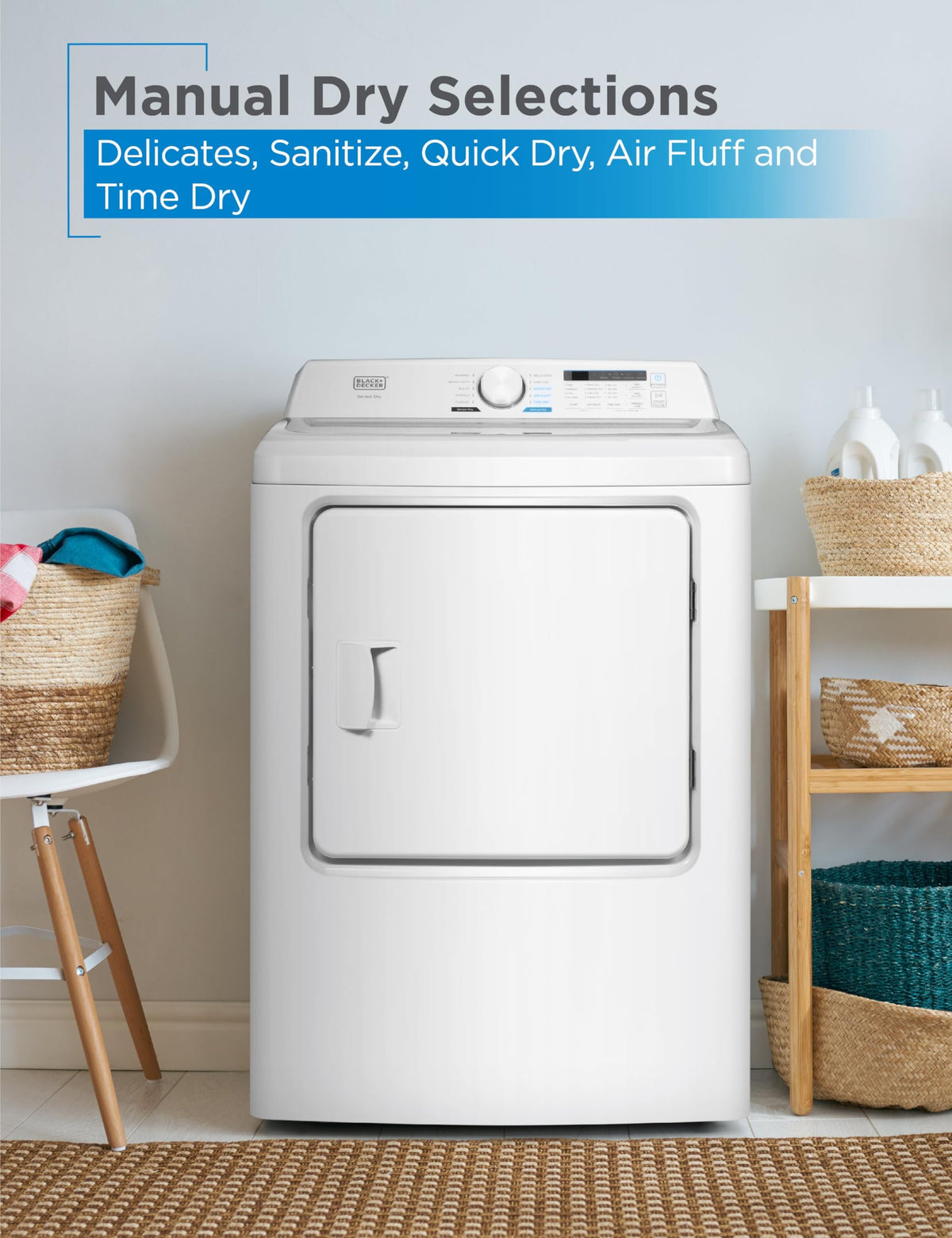 BLACK+DECKER 2.65 Cu. Ft. Portable Dryer, 8.8 lb. Capacity, BCED26, White Jansha Store