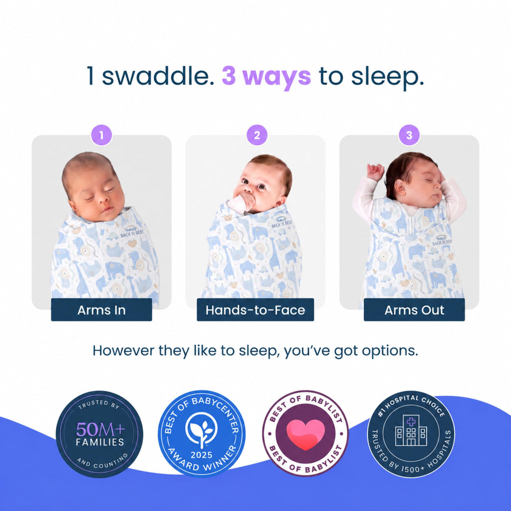 HALO SleepSack Swaddle | Cotton | 1.5 TOG | 6-12 lbs |Floral Stripe Jansha Store