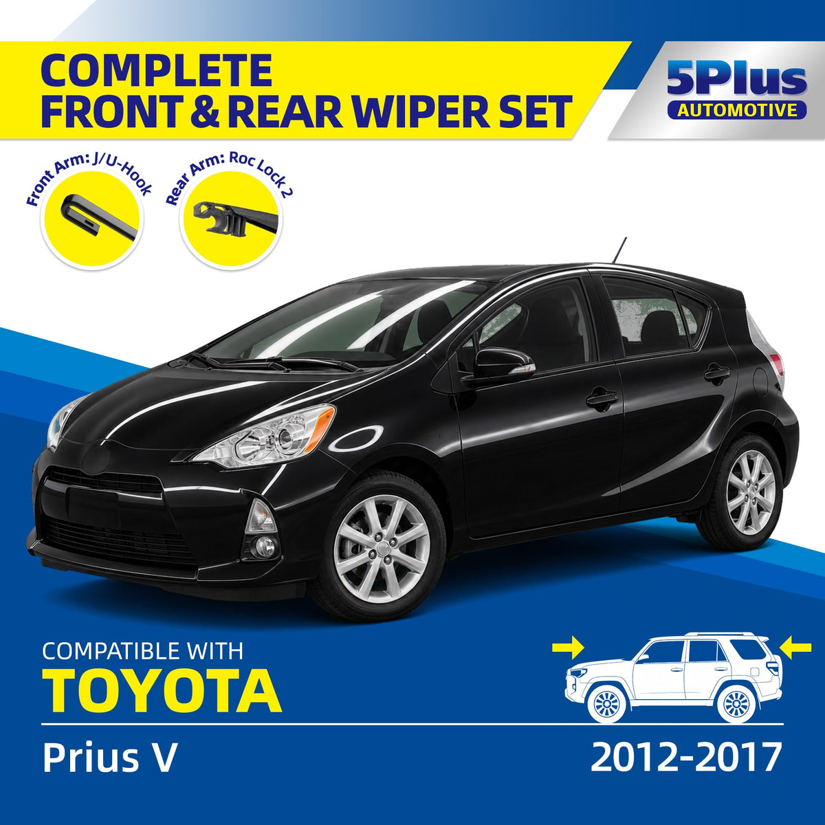 5 PLUS 20" Wiper Blades 2 Pack for J/U HOOK Front Arms,Premium All-Seasons Jansha Store