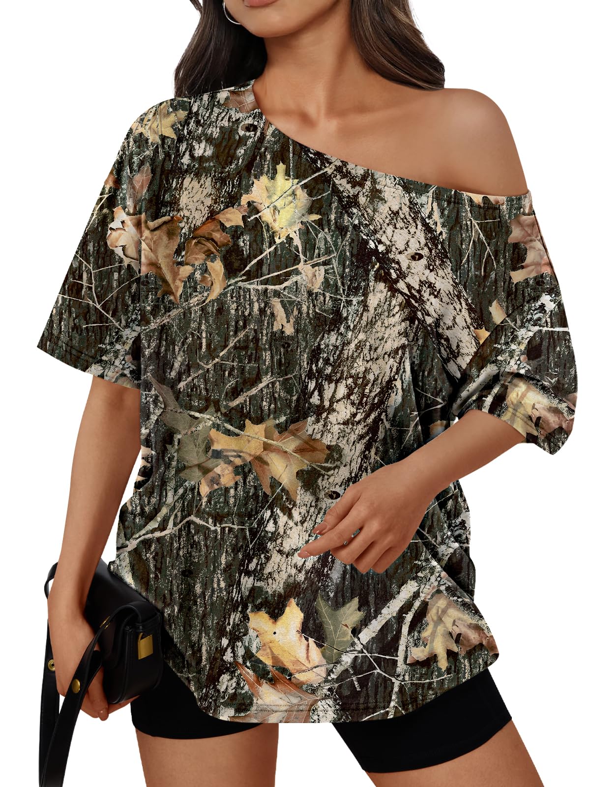 Trendy Queen Womens Off the Shoulder Tops Oversized Summer T-Shirts 2026 Jansha Store