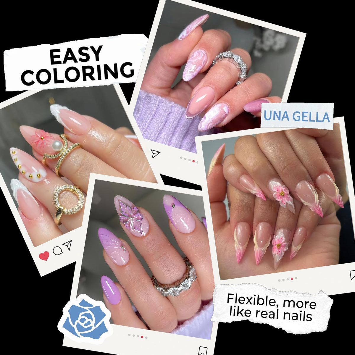 UNA GELLA Extra Short Square Kids Nail Tips 216Pcs Squoval Press On Nails Jansha Store