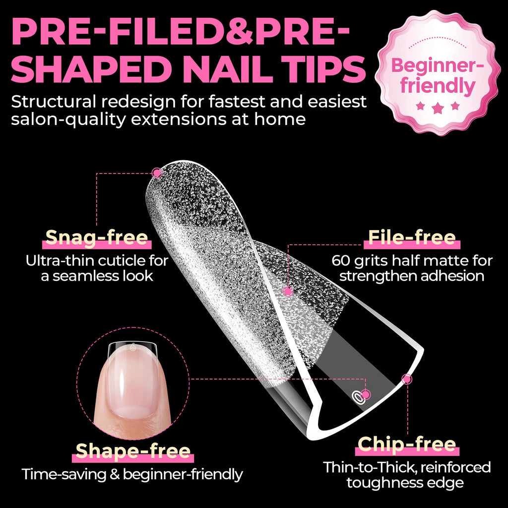 UNA GELLA Short Almond Nail Tips 504PCS Short Fake Nails Soft Press Ons Jansha Store