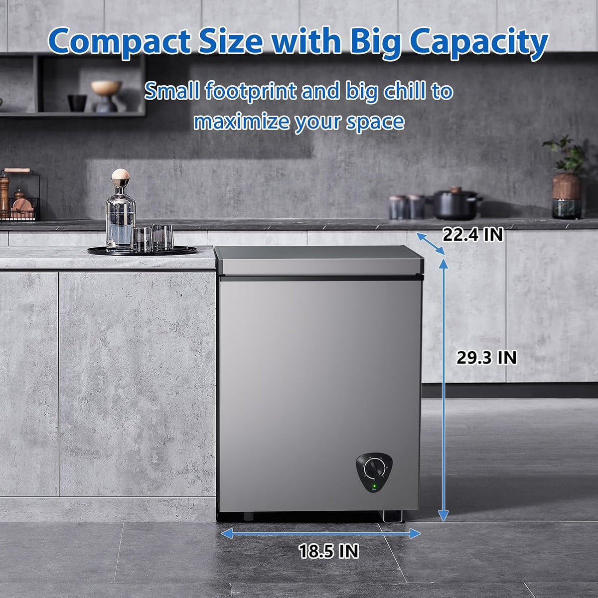 3.5 Cu.Ft Small Chest Freezer, Mini Deep Freezer with Removable Basket, Adjustable Temperature, Free Standing Top Open Door Energy Efficient Compact Freezer for Apartment, Home, Office, Garager，Gray Jansha Store