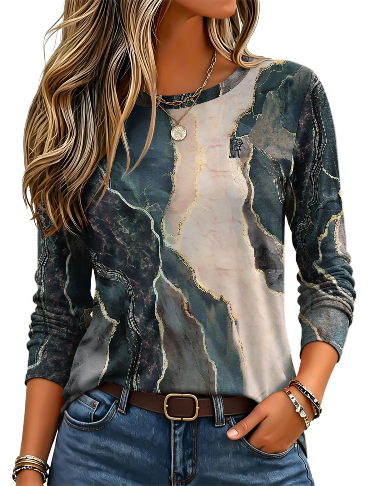 Zeagoo Women's Casual Shirts Long Sleeve Tops Crewneck Tshirts Fall Clothes Jansha Store