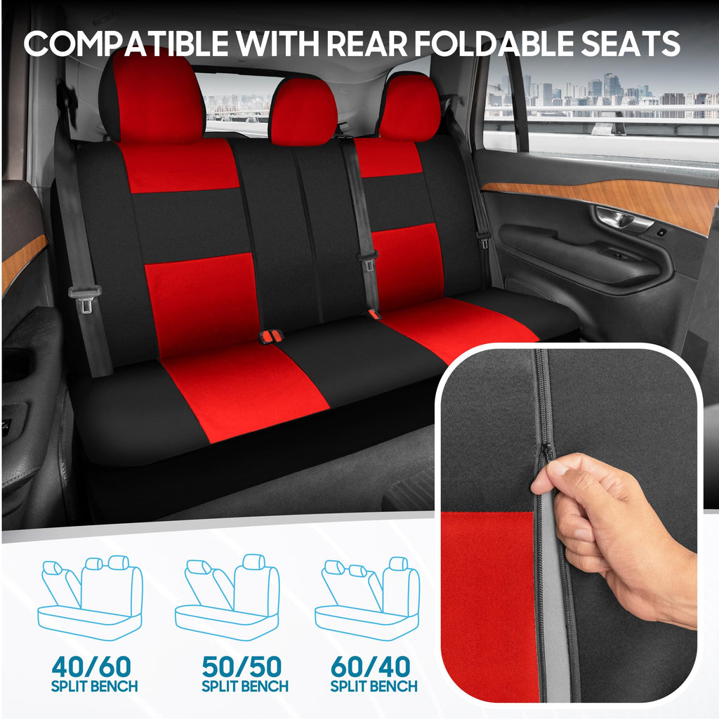 BDK PolyPro Car Seat Covers Full Set in Solid Black, Front and Rear Split Bench Seat Covers for Cars, Easy to Install Car Seats Cover Set and Accessories for Auto Trucks Van SUV - Solid Black Jansha Store