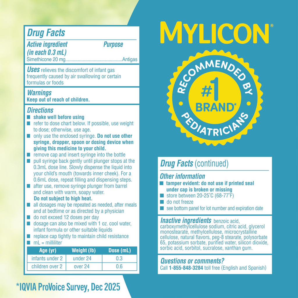 MYLICON Gas Relief Drops for Infants & Babies, Dye Free Formula, 0.5 Fl Oz. Jansha Store