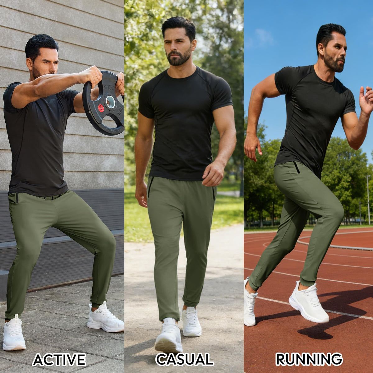 Mens Sweatpants with Zipper Pockets Lightweight Athletic Joggers for Workout Running Gym Track Casual Wear Jansha Store