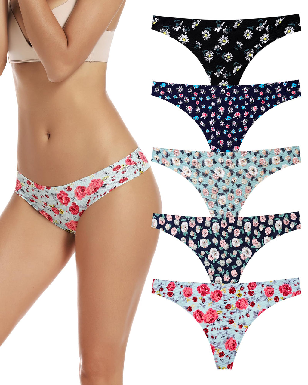voenxe Seamless Women Underwear Thongs,No Show Ladies Workout Thong,5 Pack Jansha Store