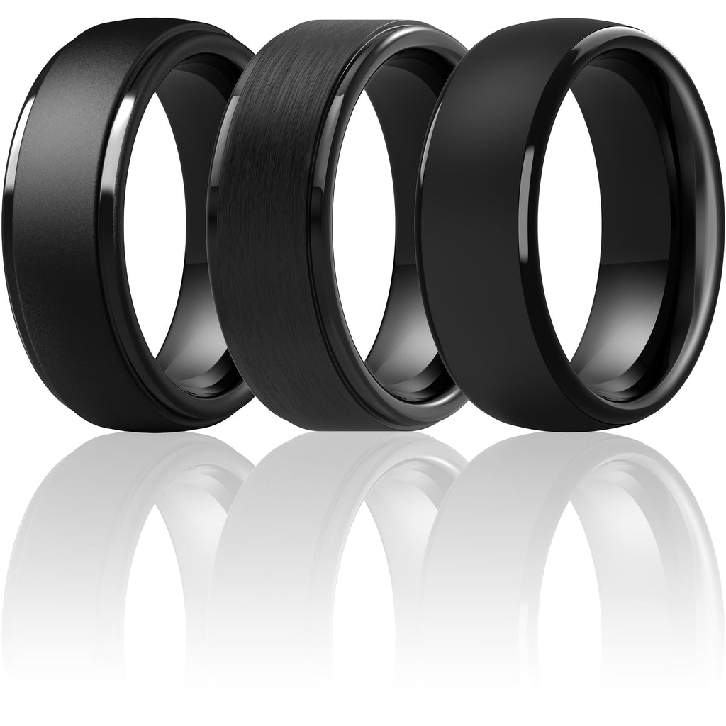 ThunderFit Silicone Rings for Men, Step Edge Rubber Wedding Bands 10mm Wide Jansha Store