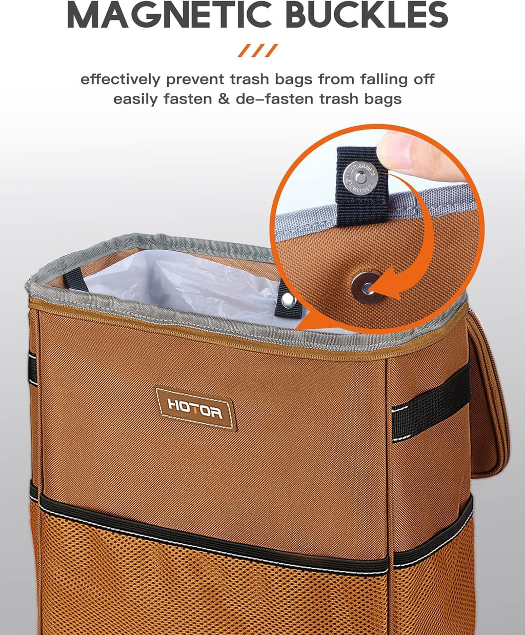 HOTOR Car Trash Can, Leakproof Car Organizer, 2-Gallon, Black Jansha Store