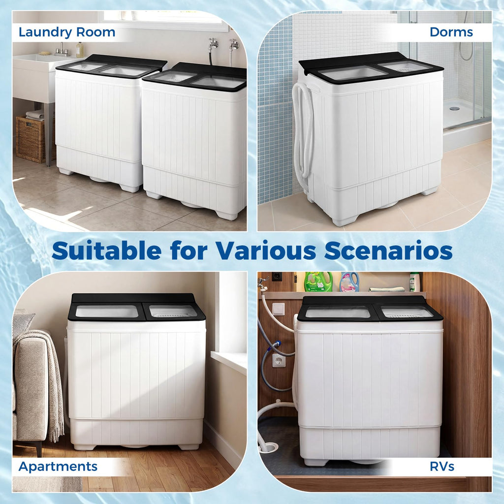COSTWAY 26Lbs Portable Washing Machine with Built-in Drain Pump, Blue Jansha Store