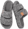 EverFoams Womens Fuzzy Open-toe Slippers Memory Foam Indoor House Shoes Jansha Store