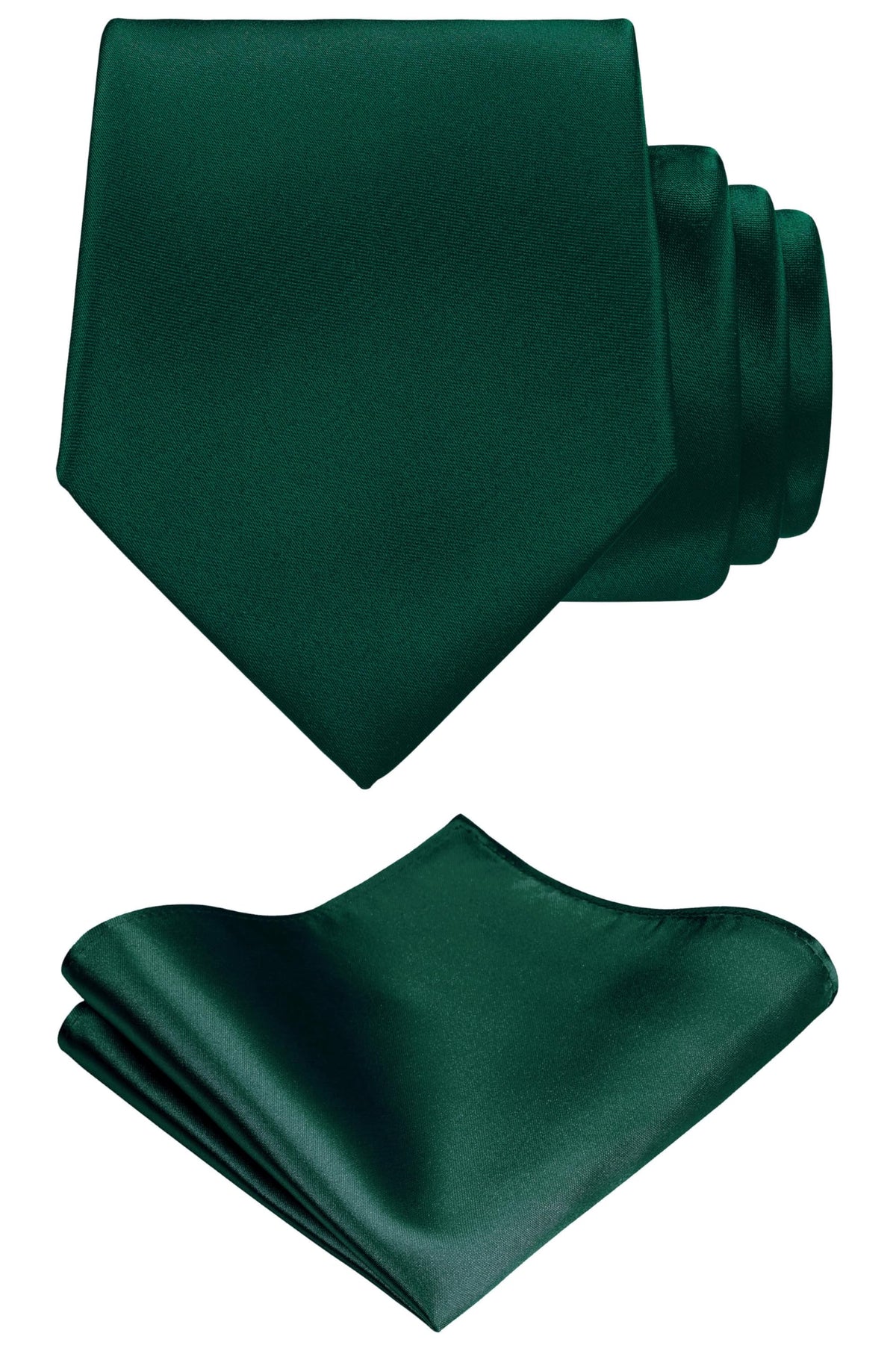 TIE G Solid Satin Woven dyed Color Formal Black Necktie and Pocket Square Sets in Gift Box Jansha Store