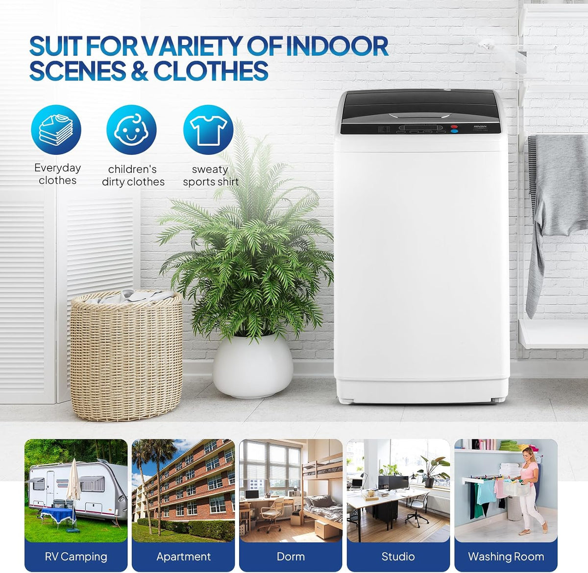 ROVSUN 25LBS Portable Washing Machine, Full-Automatic Electric Laundry Machine with Stainless Steel Drum, Compact Washer and Spin Dryer Combo with Drain Pump for Home, Apartment Jansha Store