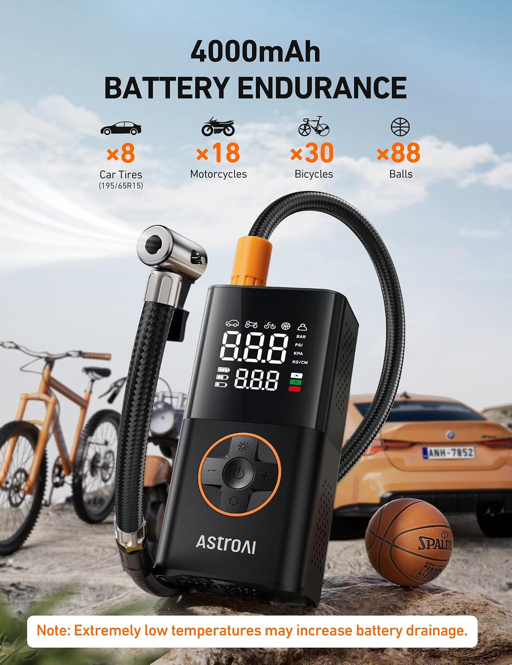 AstroAI L7 Tire Inflator Portable Air Compressor,150 PSI Cordless Bike Pump Jansha Store