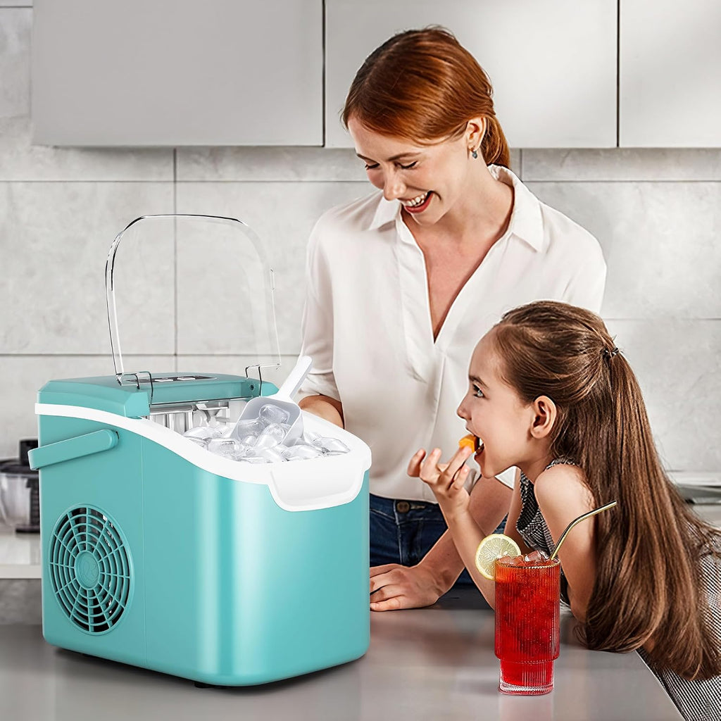 Crzoe Countertop Ice Maker, 26Lbs/24H, 2 Sizes of Ice, Self-Cleaning,Green Jansha Store