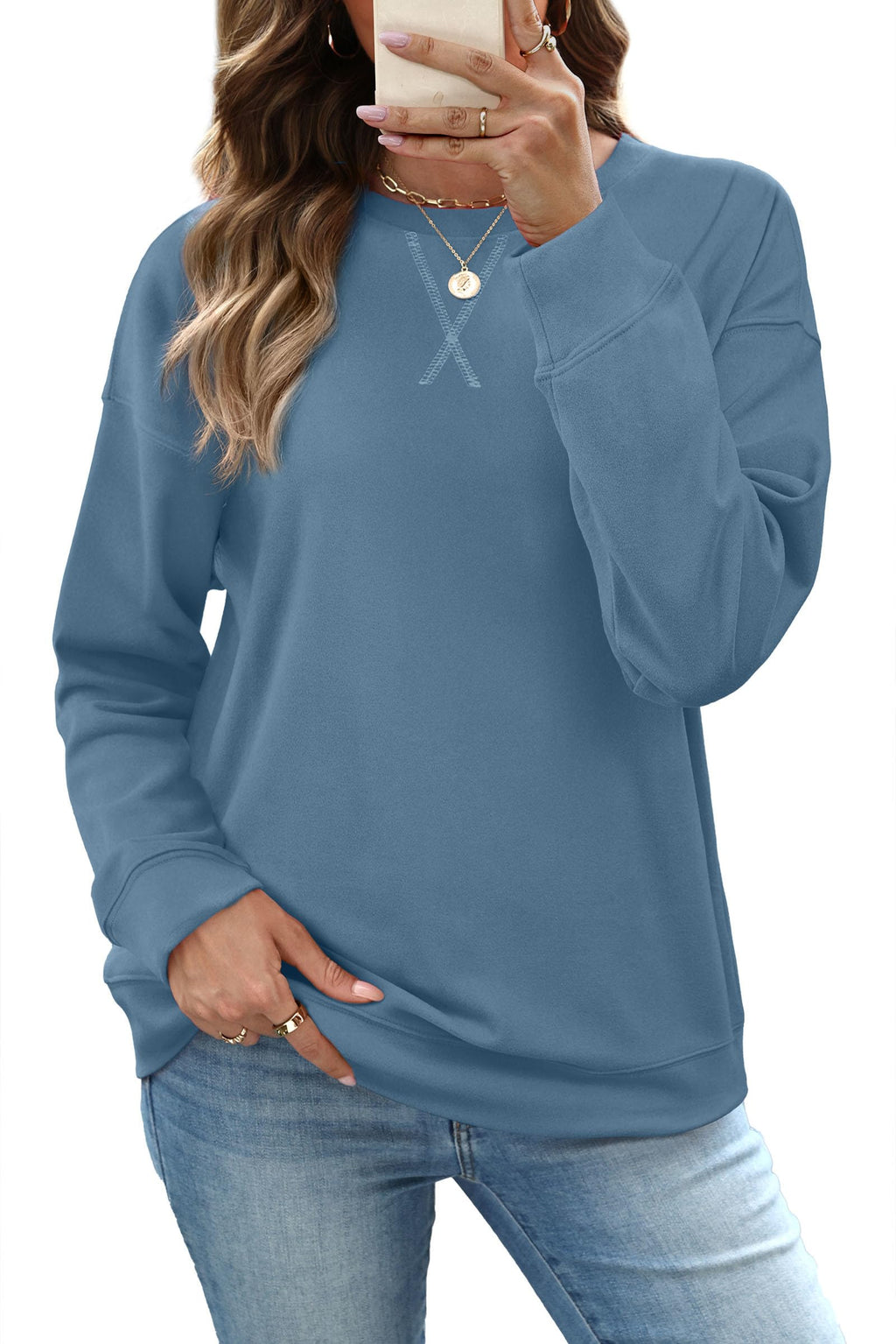 RUMIA Women's Crew Neck Sweatshirt Long Sleeve Tops for Women Fall Clothes Jansha Store