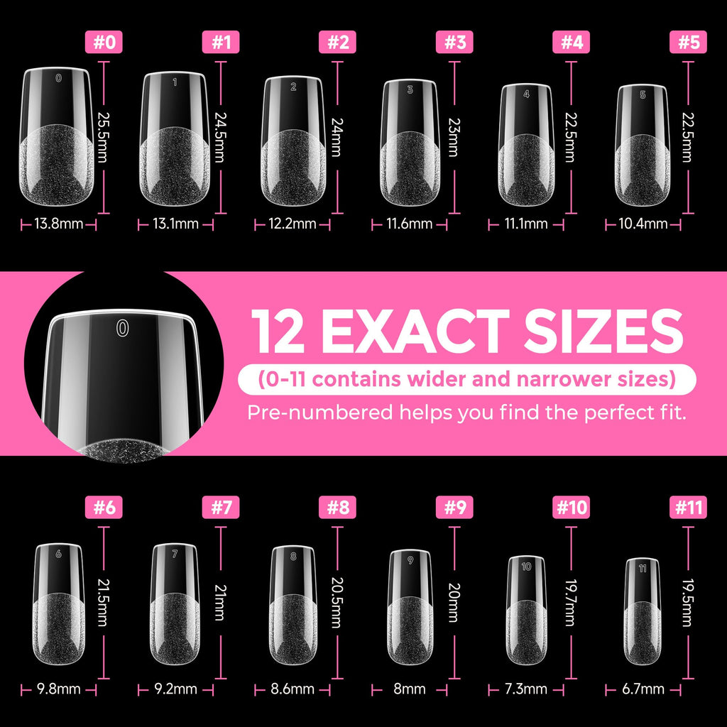 UNA GELLA Extra Short Square Kids Nail Tips 216Pcs Squoval Press On Nails Jansha Store