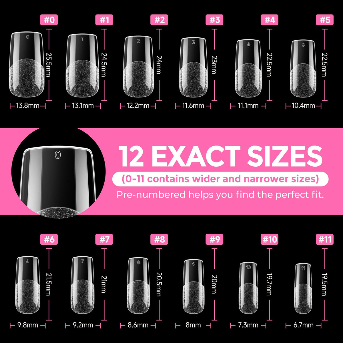 UNA GELLA Extra Short Square Kids Nail Tips 216Pcs Squoval Press On Nails Jansha Store