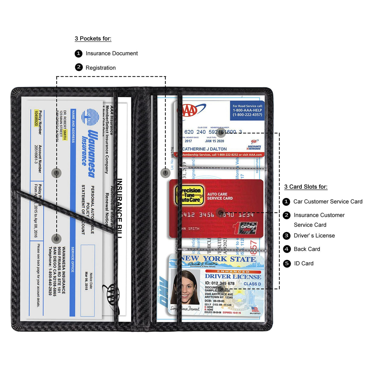 TOURSUIT Car Registration and Insurance Card Holder, Marble Black Jansha Store
