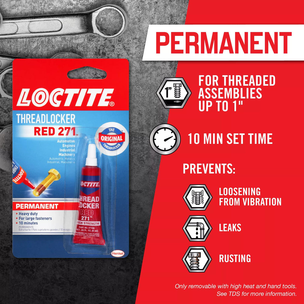 Loctite Threadlocker Blue 242 - Removable Thread Lock Glue for Nuts, Bolts, & Fasteners, Medium Strength Screw Glue to Prevent Loosening & Corrosion - 6 ml, 1 Pack Jansha Store