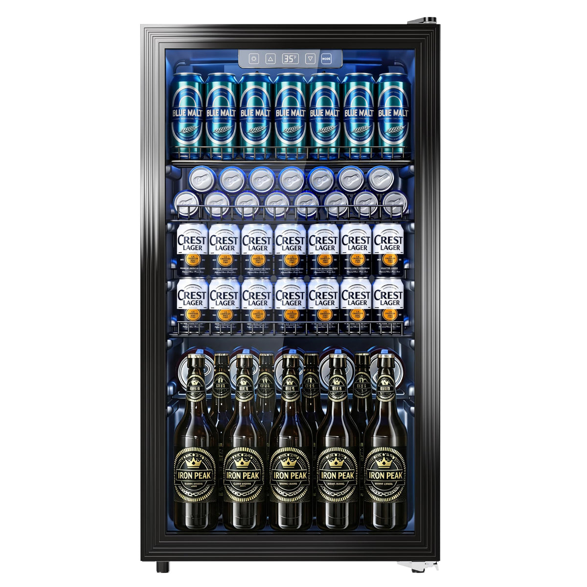 130 Can Beverage Refrigerator, 3.2 Cu.ft Fridge, Glass Door Jansha Store