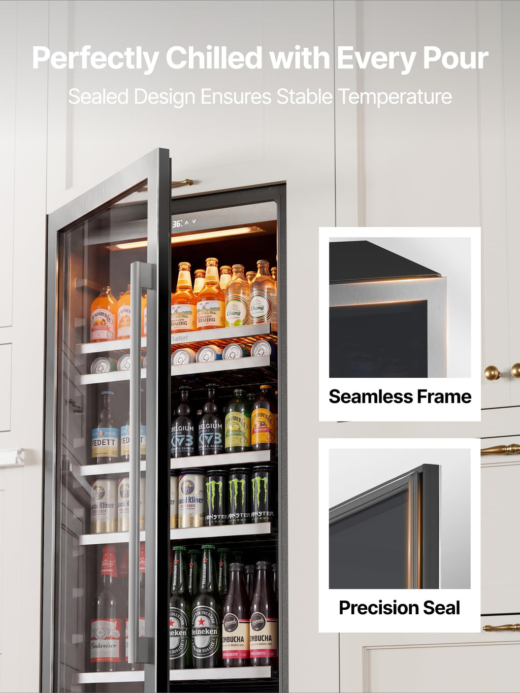 Ca'Lefort 24'' Beverage Refrigerator, 180 Can Beverage Fridge Under Counter Jansha Store