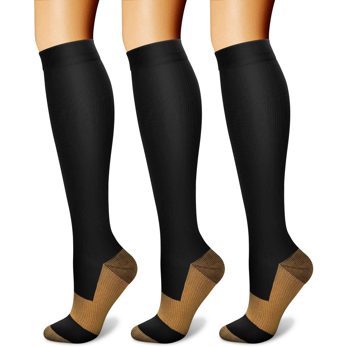 CHARMKING Compression Socks for Women & Men Circulation (3 Pairs) 15-20 mmHg is Best Support for Athletic Running Cycling Jansha Store