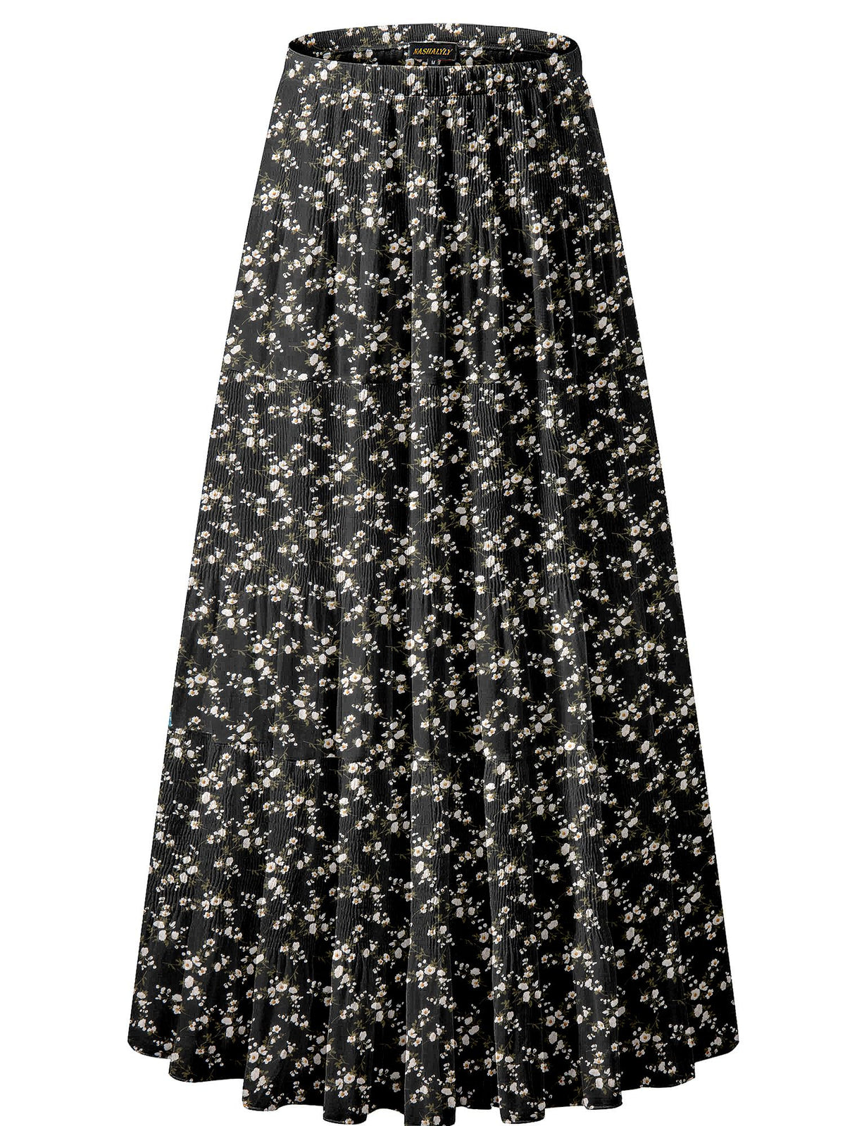 NASHALYLY Women's Chiffon Elastic High Waist Pleated A-Line Maxi Skirts Jansha Store