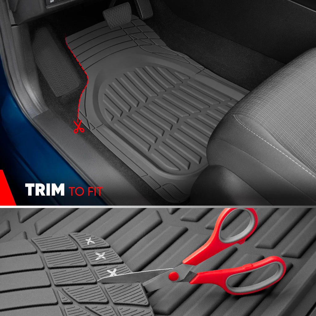 Motor Trend FlexTough Floor Mats for Cars, Black Deep Dish All-Weather Car Mats, Waterproof Trim-to Fit Automotive Floor Mats for Cars Trucks SUV, Universal Floor Liner Car Accessories Jansha Store