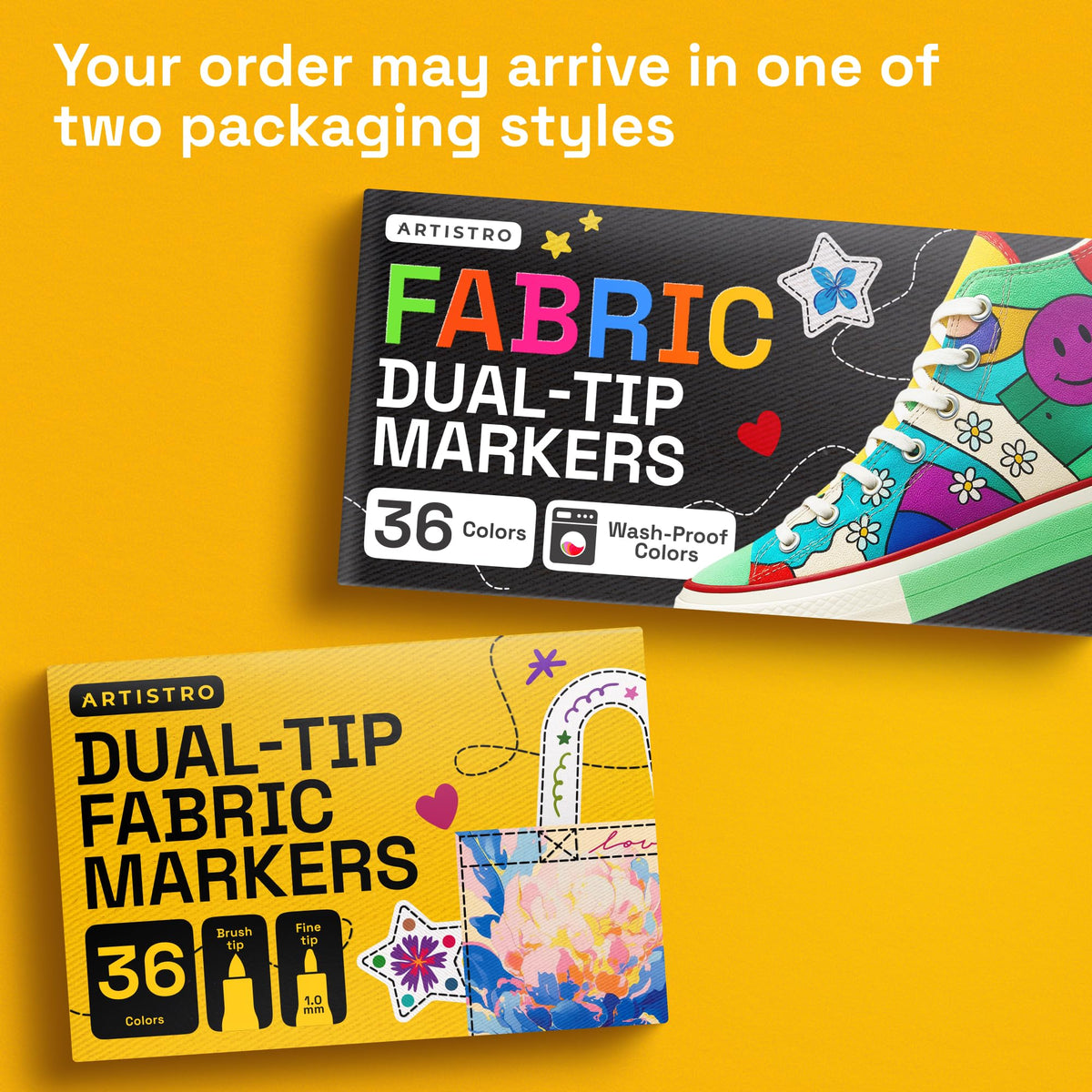 ARTISTRO 5 Black Dual-Tip Fabric Markers Decorating Kit, for Clothes Jansha Store