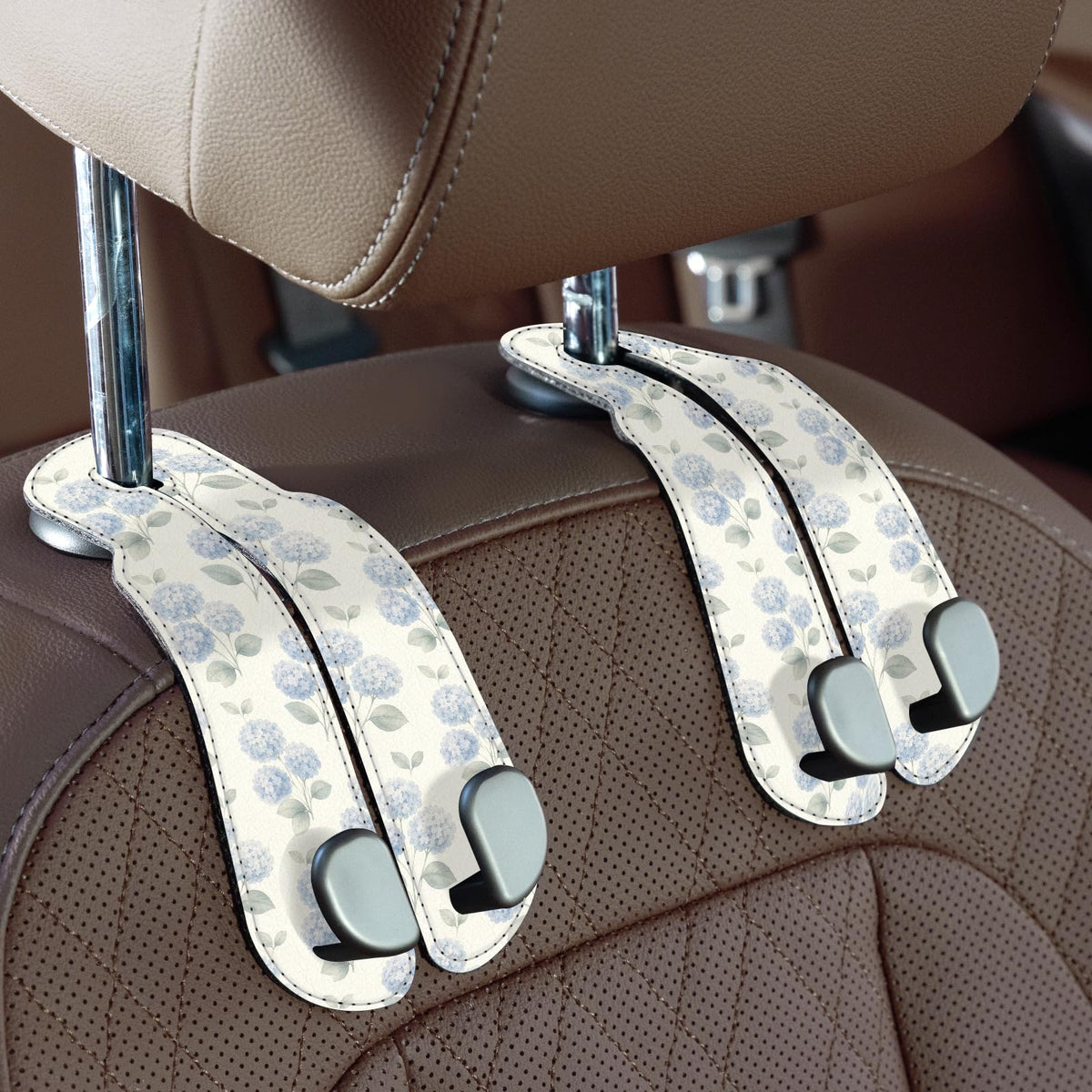CoBak Purse Hook for Car - Universal Premium Stitched Leather and Aluminum-Magnesium Alloy Double Car Seat Back Storage Hook for Purses, Handbags, Bags (2 Pack),Black Jansha Store