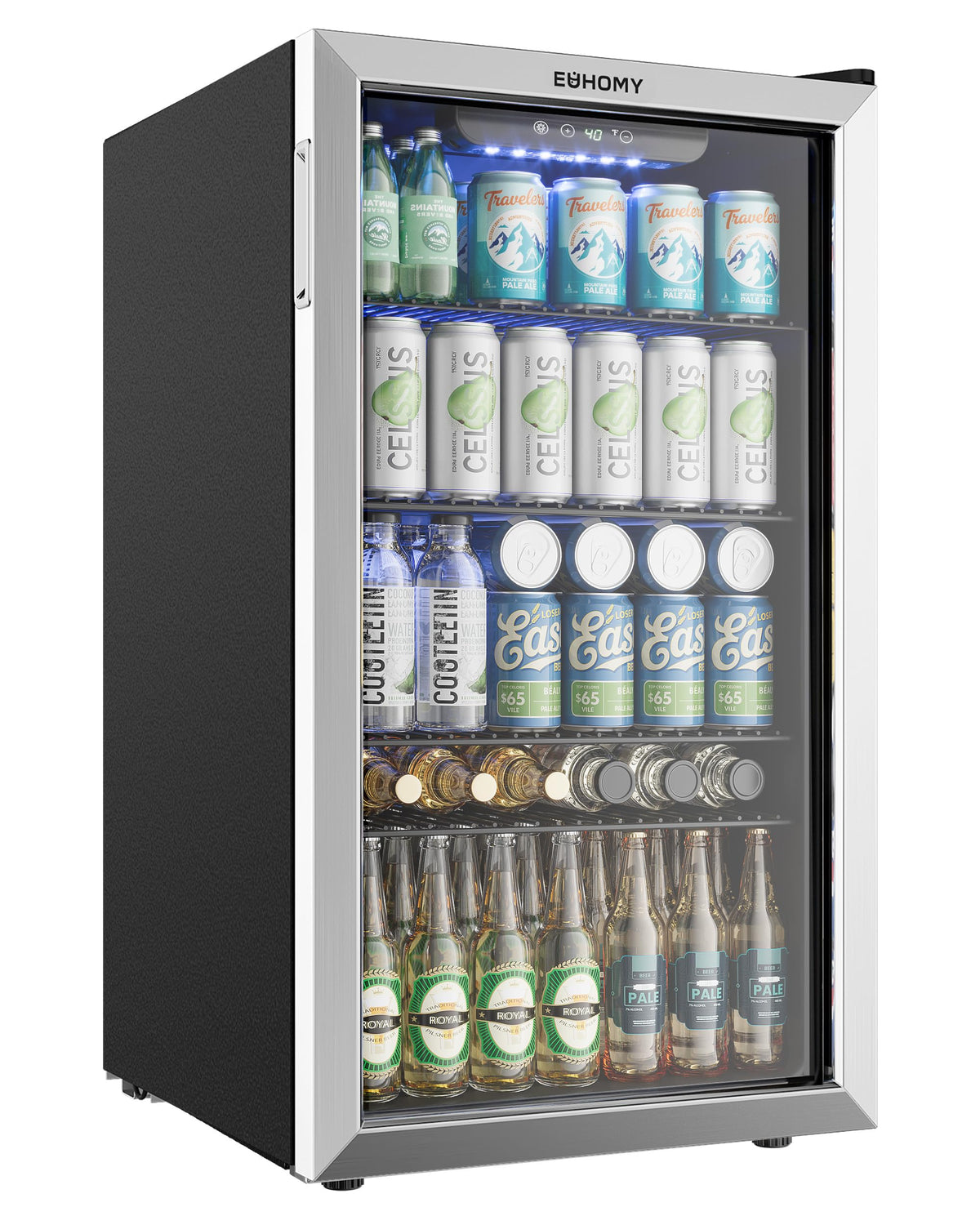 EUHOMY 145 Can Mini Fridge, 4.5 Cu.ft Beverage Refrigerator with Glass Door Jansha Store