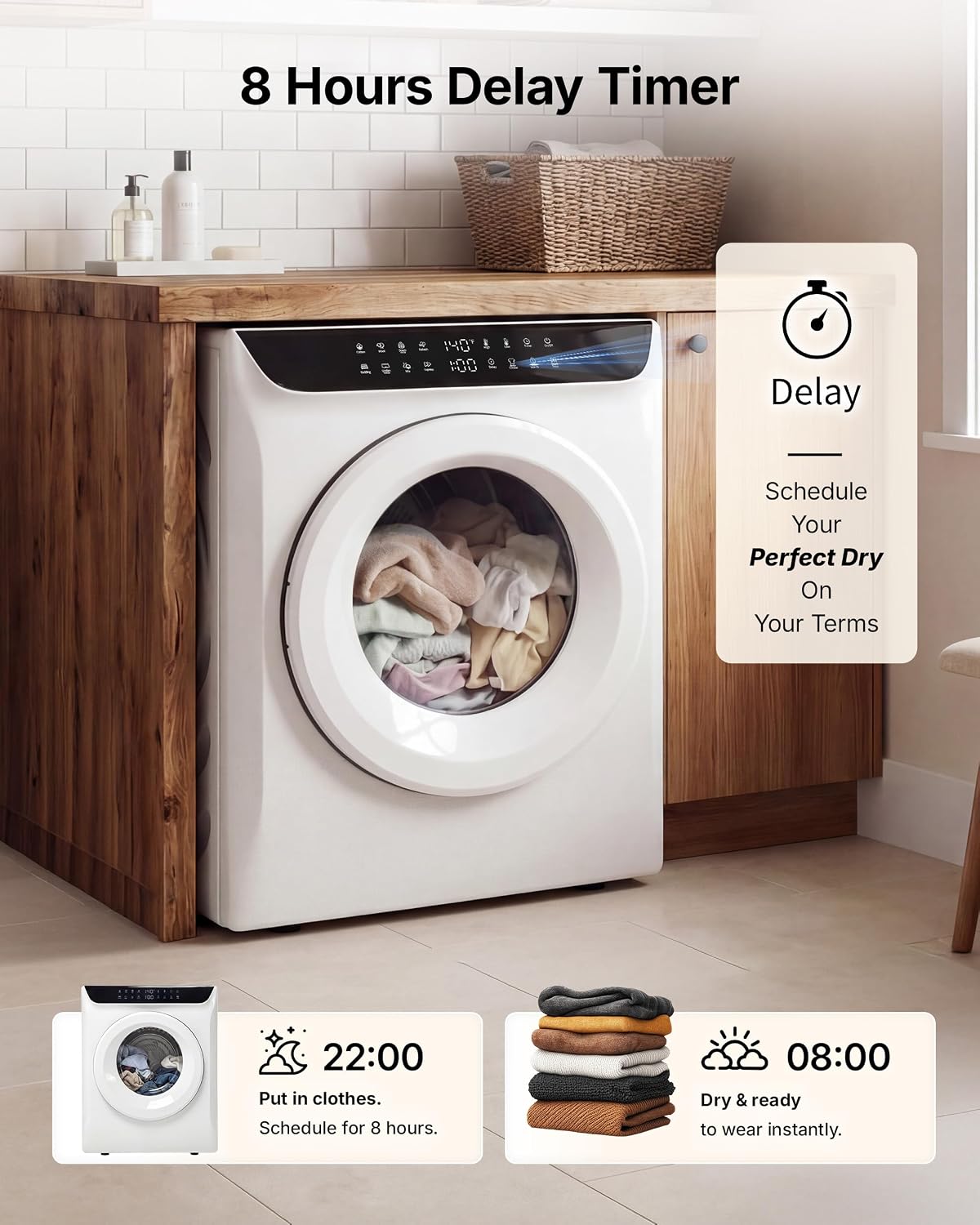 3.5 Cu. Ft. Protable Clothes Dryers with LED Control Jansha Store