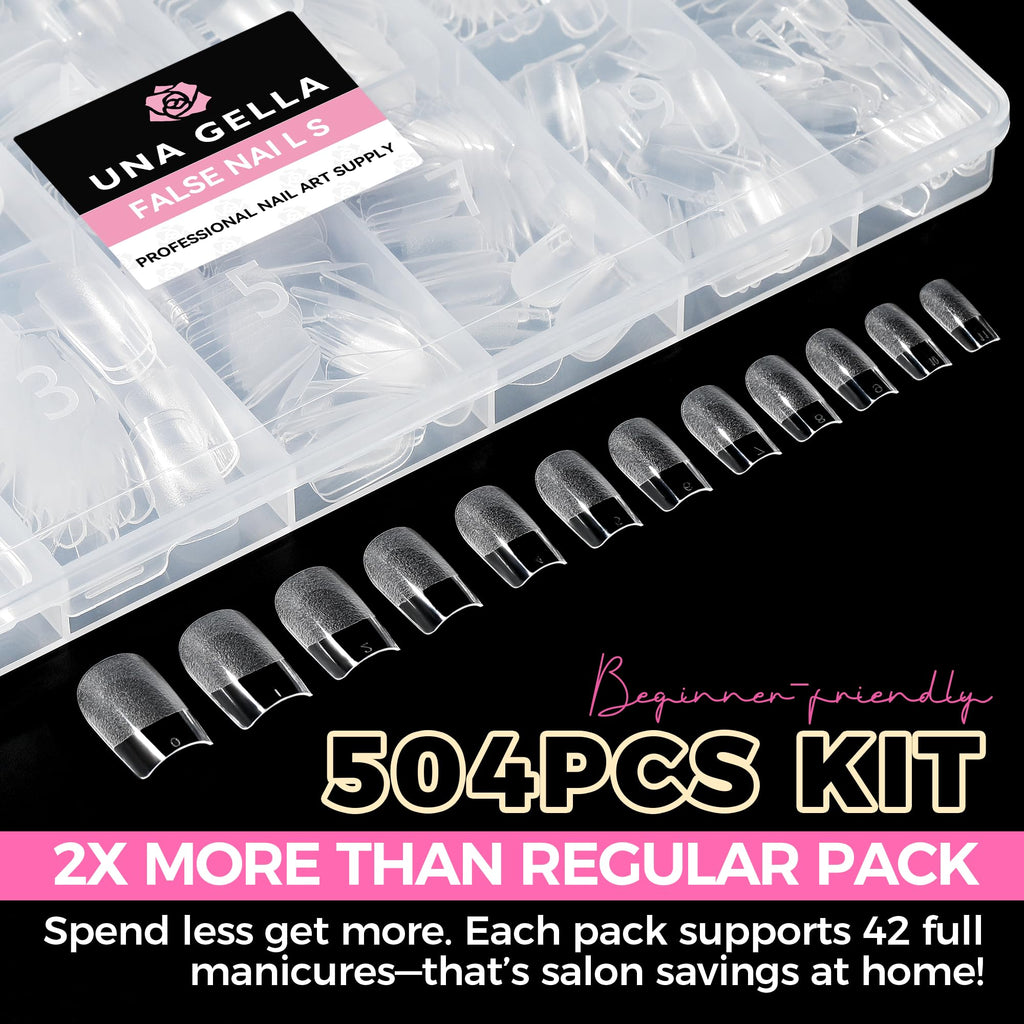 UNA GELLA Short Almond Nail Tips 504PCS Short Fake Nails Soft Press Ons Jansha Store