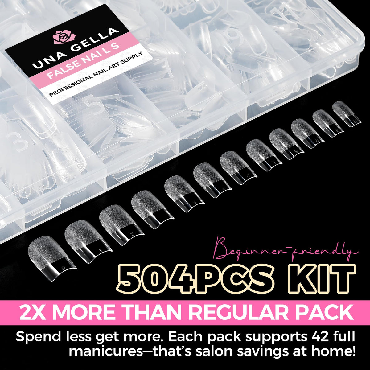 UNA GELLA Short Almond Nail Tips 504PCS Short Fake Nails Soft Press Ons Jansha Store