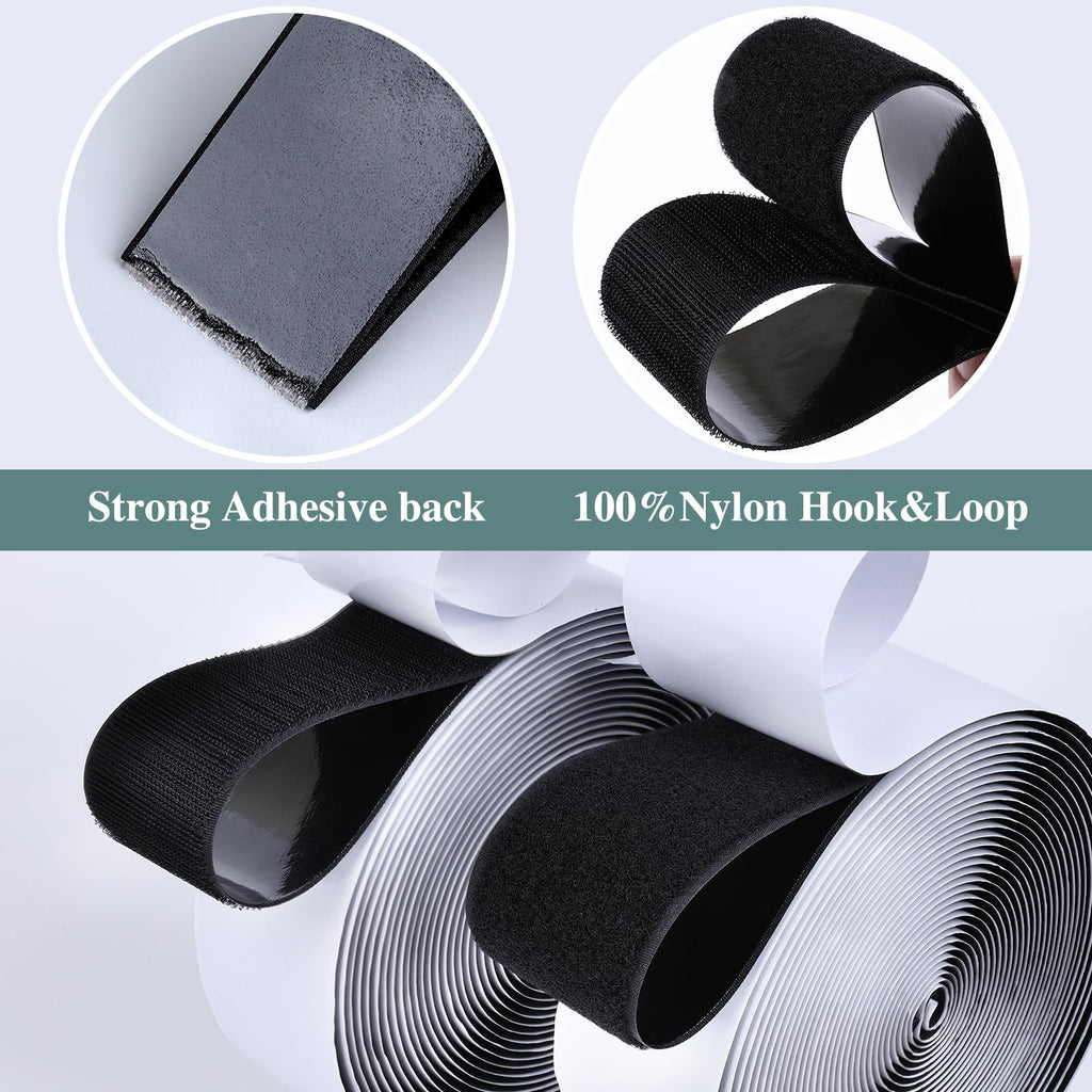 Navona 30Ft x 1 Inch Heavy Duty Hook and Loop Strips with Adhesive, Black Jansha Store