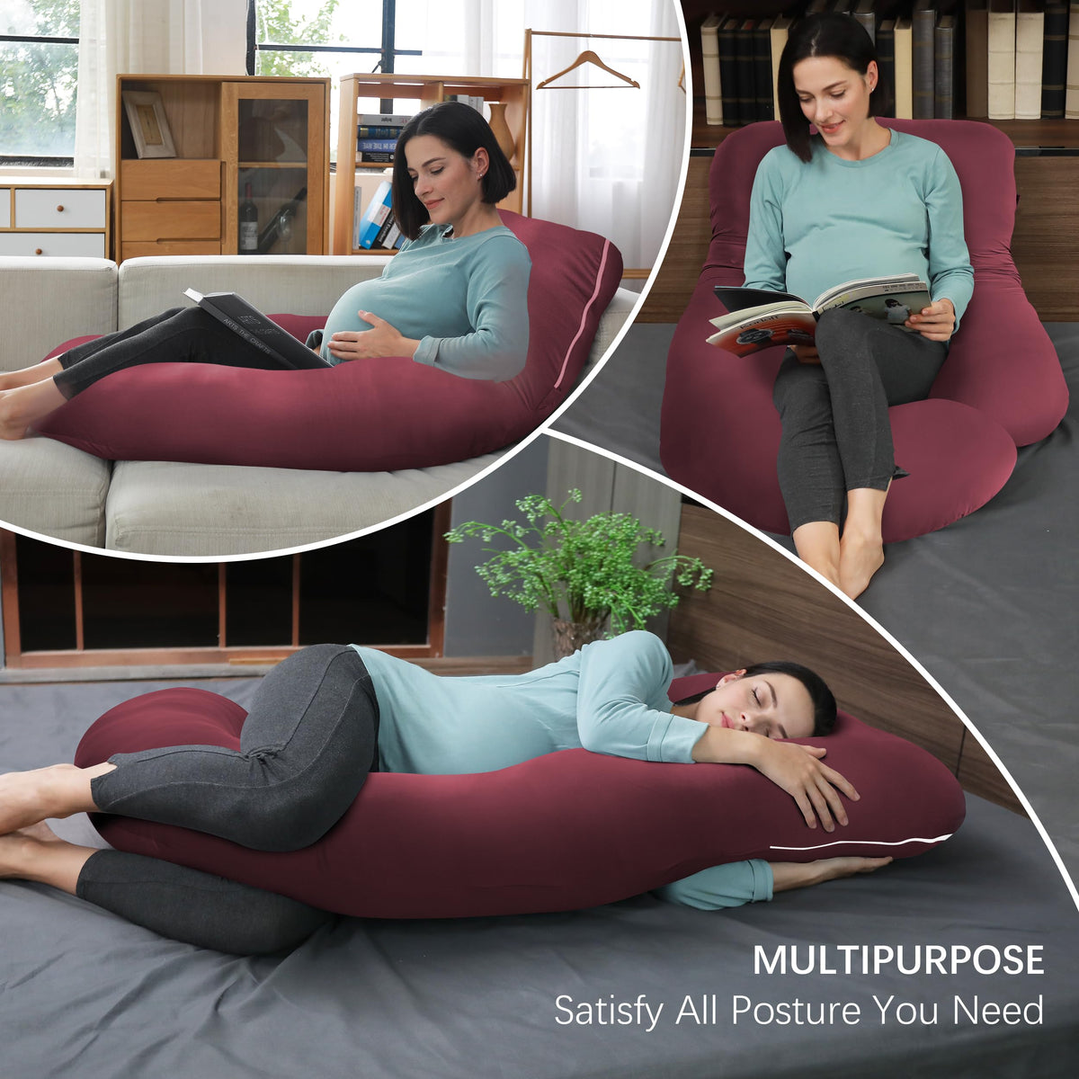 MOON PARK Pregnancy Pillows for Sleeping - U Shaped Full Body Maternity Pillow with Removable Cover - Support for Back, Legs, Belly, HIPS - 65 Inch - Purple Jansha Store