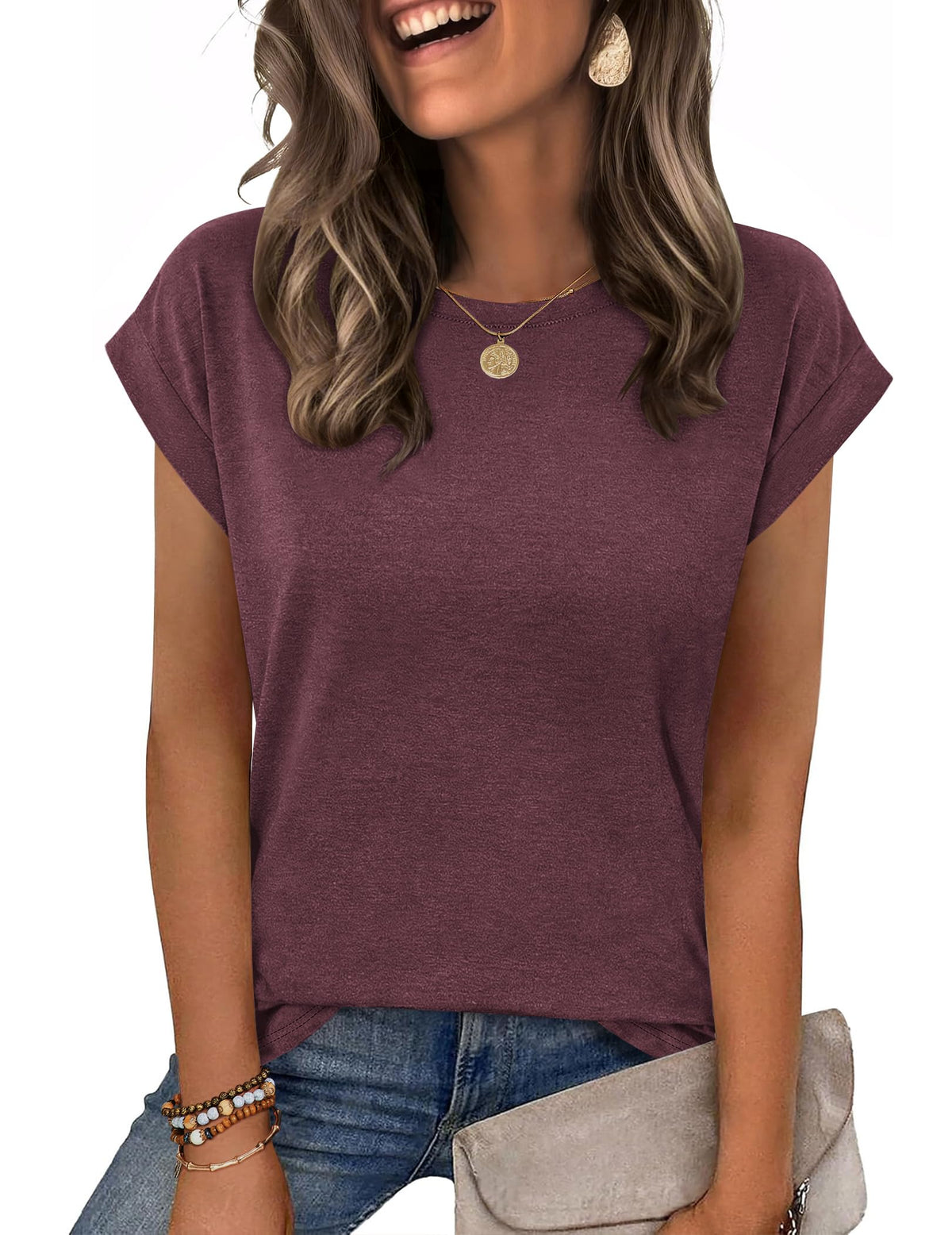Zeagoo Womens Tops Summer Casual Cap Sleeve Tshirts Shirts Business Blouses Jansha Store