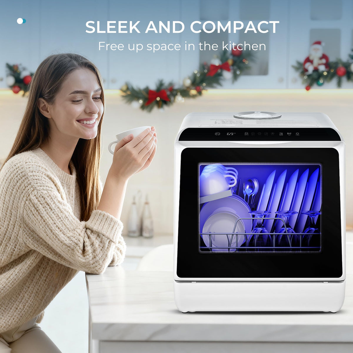 EUHOMY Countertop Dishwasher Portable, 6 Programs with 40 dB, No Hookup Jansha Store