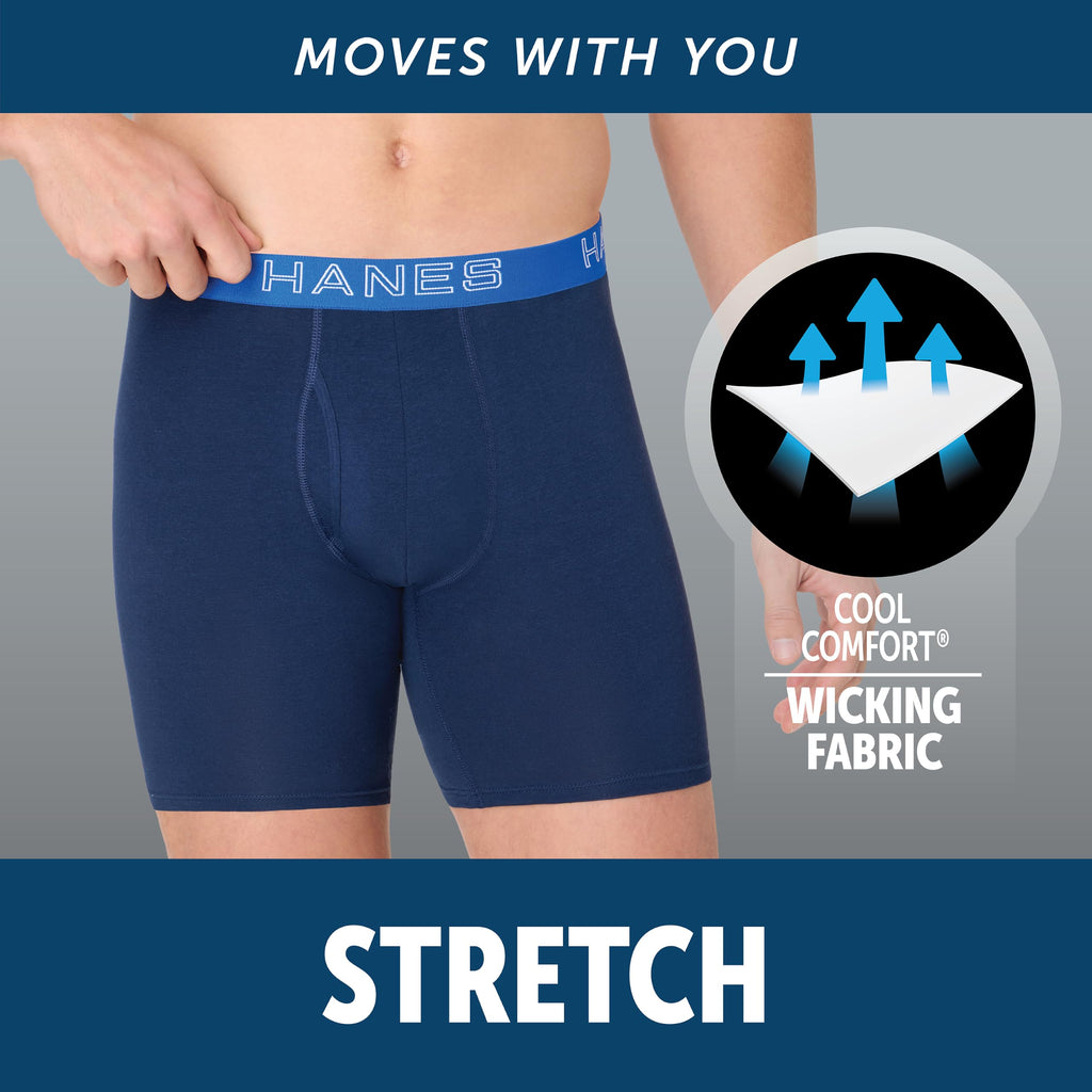 Hanes Men's Boxer Brief Underwear Pack, Stretch Cotton Boxer Briefs for Men, Moisture-wicking, 6-pack Jansha Store