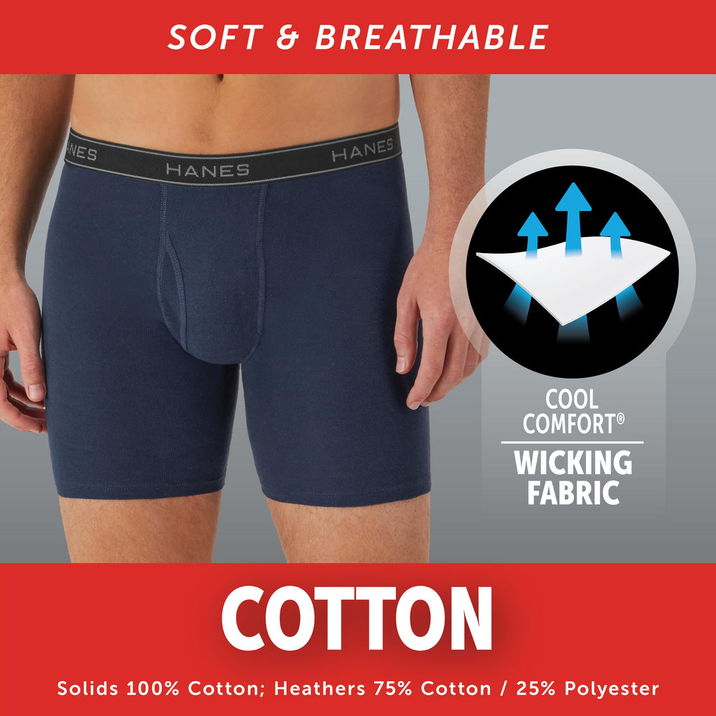 Hanes mens Underwear Boxer Briefs Pack, Cool & Breathable Cotton Moisture-wicking Underwear for Men, No Ride Up Jansha Store